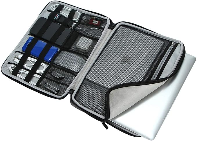 iCozzier 13-13.3 Inch Handle Electronic Accessories Strap Laptop Sleeve Case Bag Protective Bag for 13" MacBook Air/MacBook Pro/Pro Retina Cover-Black