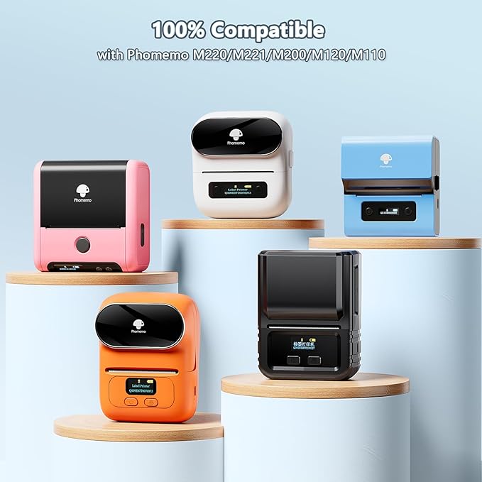 Phomemo Transparent Thermal Label, Round Label for Phomemo M110/M220/M120/M200/M221/M150/M250 Label Printer, Self-Adhesive Thermal Printer Paper, 1.57"x1.57"(40x40mm) 180 Labels/Roll, Clear