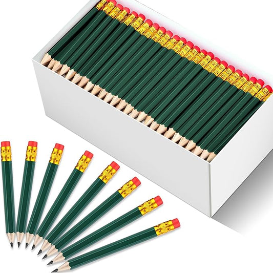 Chivao 288 Pieces Golf Mini Pencils Bulk with Eraser #2 HB Golf Short Pre Sharpened Pencils for Party Favors Office Supplies 4 Inch(Deep Green)