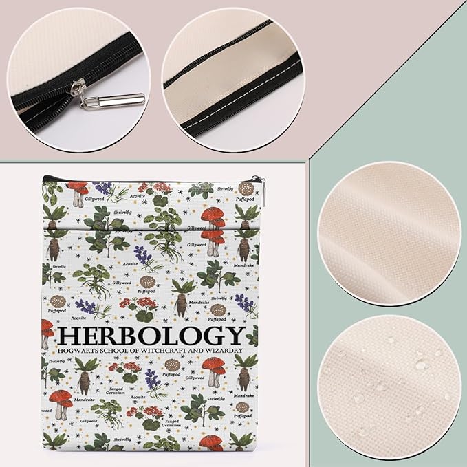 Magic Stuff Herbology Magic Book Sleeve Gardening Book Cover Book Lovers Gifts Book Club Gifts Wizard Book Protector Book Gifts for Readers Women Her Plant Lovers Magic Lover Graduation Birthday Gifts