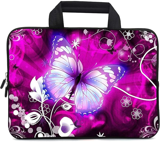 11.6 12 12.1 Inch Laptop Carrying Bag Protective Chromebook Case Pouch Netbook Notebook Ultrabook Bag Tablet Sleeve Cover Travel Briefcase with Handle For Men Women (butterfly)