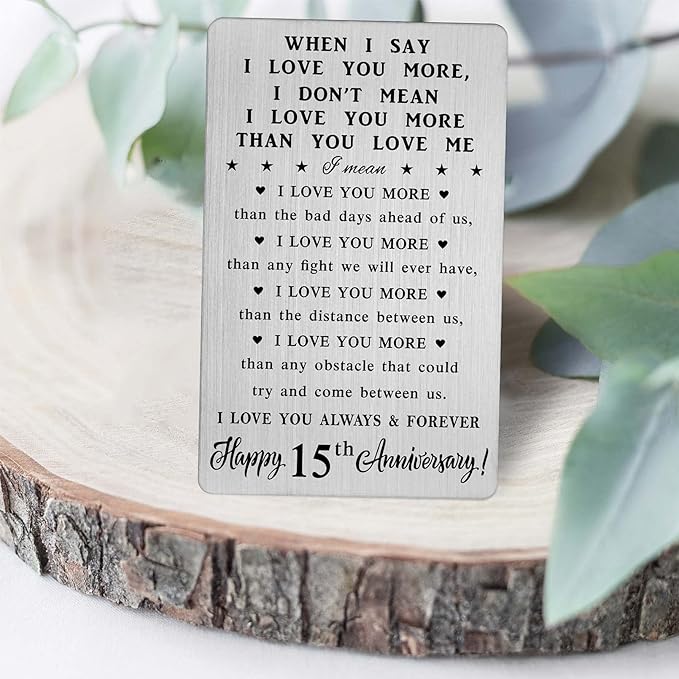 CPLJW 15 Year Anniversary Card Gifts for Him Her, Steel Gifts for Men for 15th Anniversary, 15 Wedding Anniversary Wallet Card Gifts
