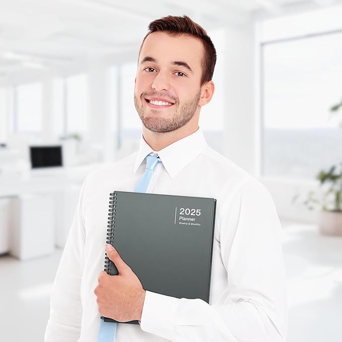 Dunwell 2025 Planner Weekly Monthly, 8.5x11 (Gray), Jan 2025 to Dec 2025 Large Yearly Planner Book with Monthly Tabs, Daily Calendar Agenda 8.5 x 11