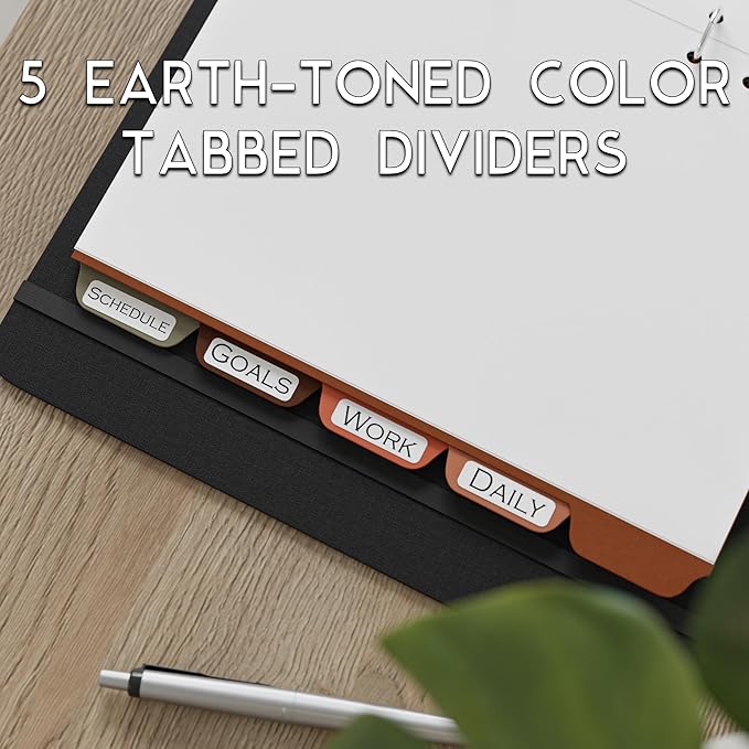 A5 Blank Paper 6-Hole Punched Accessory Kit - 50 Sheets, Ruler, Dividers, and Tab Stickers. 100 GSM, 148mm x 210mm (5.83" x 8.27")