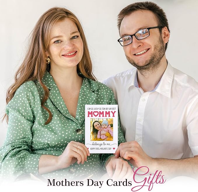 FaCraft Happy First Mothers Day Cards for New Mom First Time Mom Pregnancy From Bump Baby Boy Girl, 4 x 6, with Photo Insert, Gift Card with Envelope