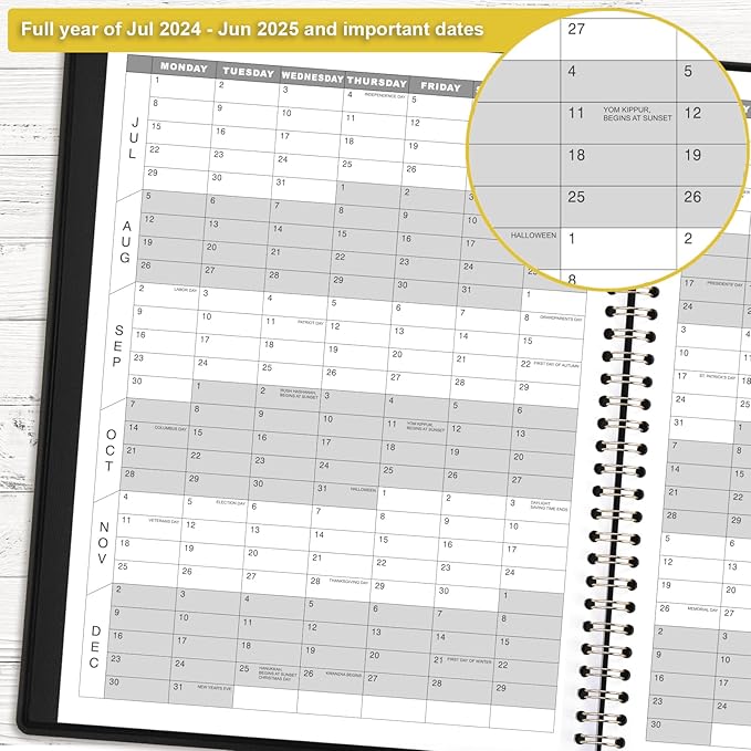 2024-2025 Weekly Appointment Book - Appointment Book 2024-2025, Jul 2024 - Jun 2025, Daily/Hourly Planner with Tabs, 15 Minutes, 8.26" x 10.7", Wirebound - Black