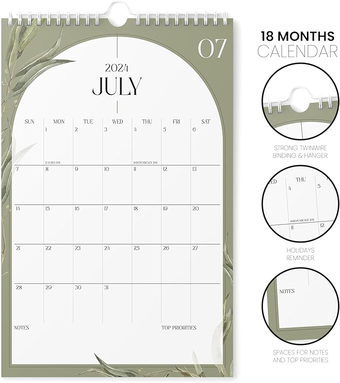 Calendar 2024-2025 - Vertical 11x17 2024 Wall Calendar Runs Until December 2025 - Easy Planning with the Aesthetic Wall Calendar 2024-2025 Monthly - Karto - Boho Greenery