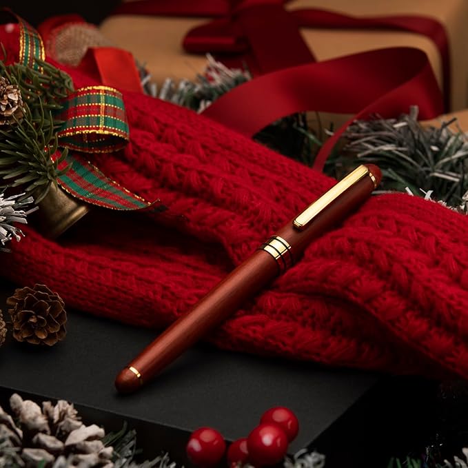 BEILUNER Luxury Rosewood Ballpoint Pen Writing Set - Elegant Fancy Nice Gift Pen Set for Signature Executive Business Office Supplies - Gift Boxed with Extra Refills (Black)