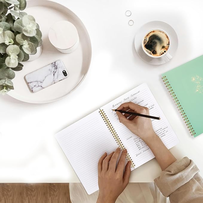 Spiral Notebook Journal For Women & Men College Ruled Notebook With Large Pockets And Lined Pages - Perfect to Stay Organized and Boost Productivity at Work or Note Taking (Green)