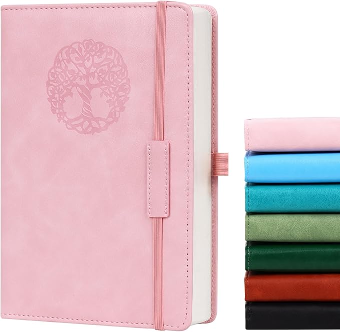 Pink Lined Journal Notebook for Women Men A5 Hardcover Leather Journals College Ruled Notebooks 300 Pages 5.7 x 8.3 Inches
