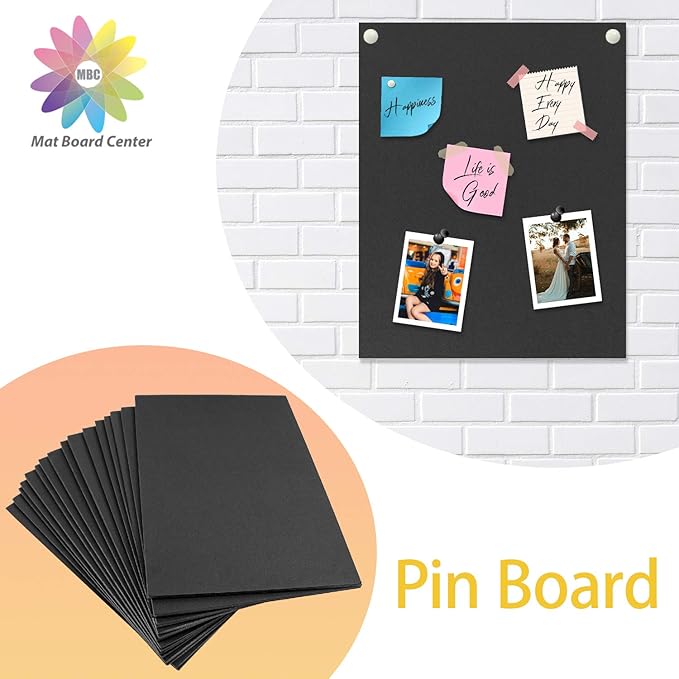 Mat Board Center, Pack of 10 Acid-Free Foam Boards, 5x7 inch Black Foam Boards, 3/16" Thick