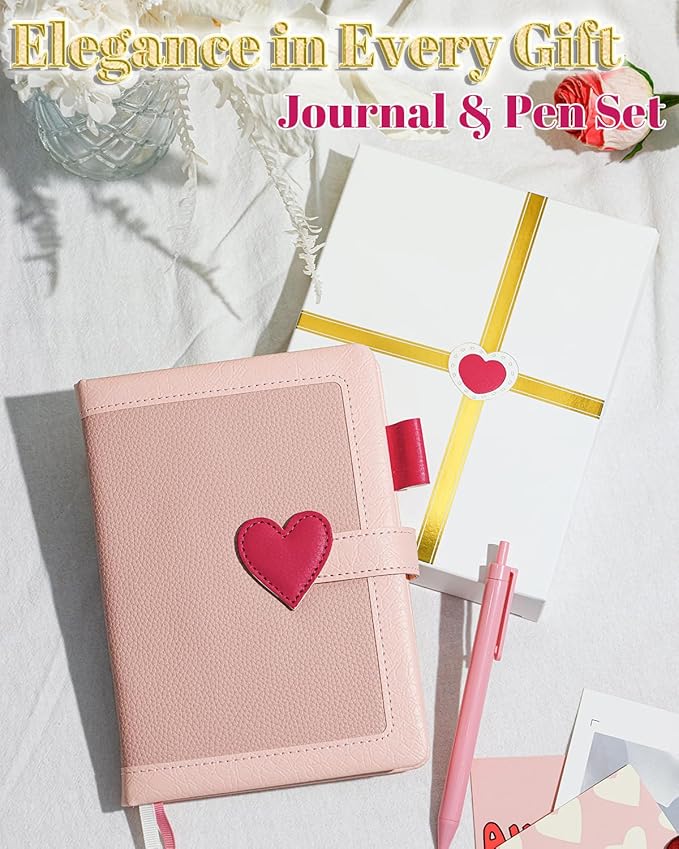 Journal for Women and Girls with Heart Buckle, 240 Pages Girls Diary Journal with Pen for Writing, Cute Daily Writing Journals for Women, B6 Pretty Journaling Hardcover Notebooks (Rose Pink)