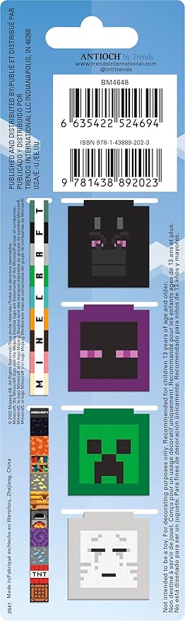 Trends International Minecraft Magnetic Page Clips Stationery, 2.25 x .022 x 8.25, Multicolor(6-Pack)