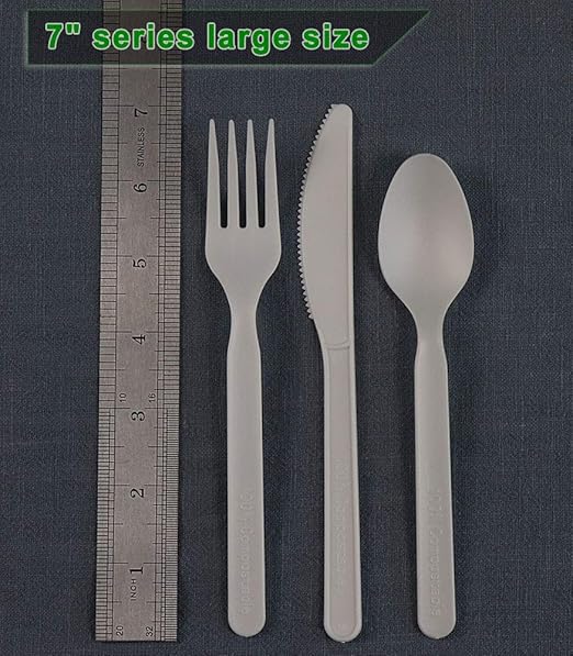 GreenWorks 1000 Count 7" Heavy-duty Compostable Forks, BPI Certified Large Bulk Disposable Cutlery Fork