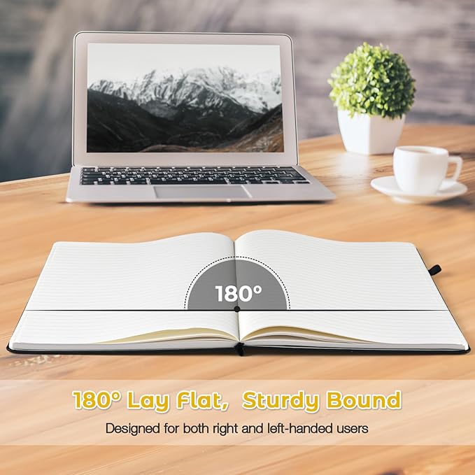 Blank Notebook, Hardcover Sketch Book, 8.5" x 11" Large Blank Journal, No Bleed Thick Paper Sketchbook for Drawing, Unlined Notebook Journal for Women Men, A4 Leather Sketchbook, Lay Flat, Yellow