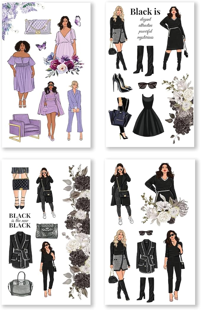 Rongrong Rainbow Girls Planner Stickers Book for Planners, Calendars, Journals – Aesthetic Premium Quality Hand Drawn – Scrapbook Stickers – 24 Pages