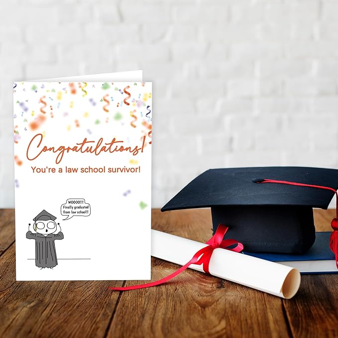 Law School Graduation Card, New Lawyer Graduation Gifts for Women Men, Congratulations Law School Survivor