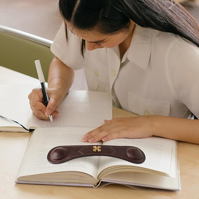 Book Weight Page Holder Wooden Thumb Book Open Holder Weighted Bookmark Corner Reading Book Accessories Gift for Writer Reader (Heavy Page Holder+Thumb Page Holder-Coffee)