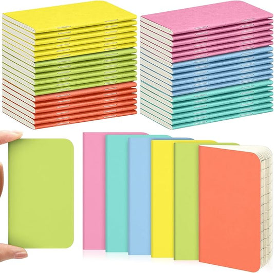 Outus 36 Pcs Pocket Notebook Mini Journal 2.5" x 4" Kraft Paper Mini Notepad Bulk Softcover Pocket Notepad Memo Diary Subject Notebooks for Student Traveler School(Candy Color)