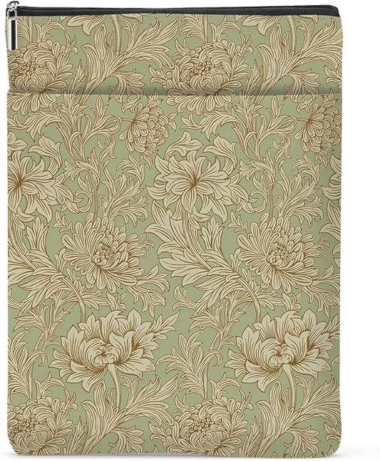 Retro Floral Book Sleeve Book Cover Classic Flower Book Protector with Zipper Christmas Birthday Book Club Gifts Book Accessories for Women Bestie Daughter Librarian Girls Bookish Book Lovers Gifts