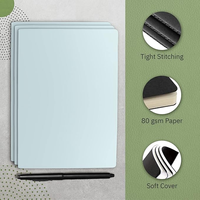 Simply Genius A5 Notebooks for Work, Travel, Business, School & More - College Ruled Notebook - Softcover Journals for Women & Men - Lined Note Books with 92 pages, 5.5" x 8.3" (Light Blue, 6 pack)