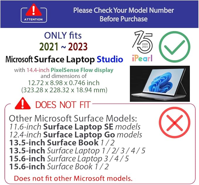 mCover Case ONLY Compatible for 2021-2023 14.4" Microsoft Surface Laptop Studio Notebook Computer - Red