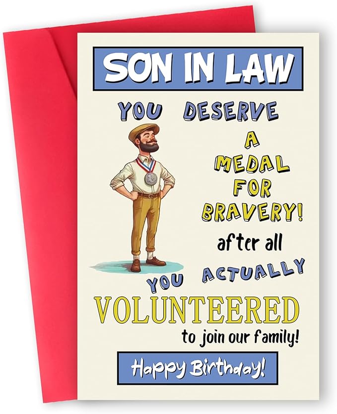 Funny Son In Law Birthday Card, Happy Son In Law Birthday Gifts, Son-In-Law Birthday Card