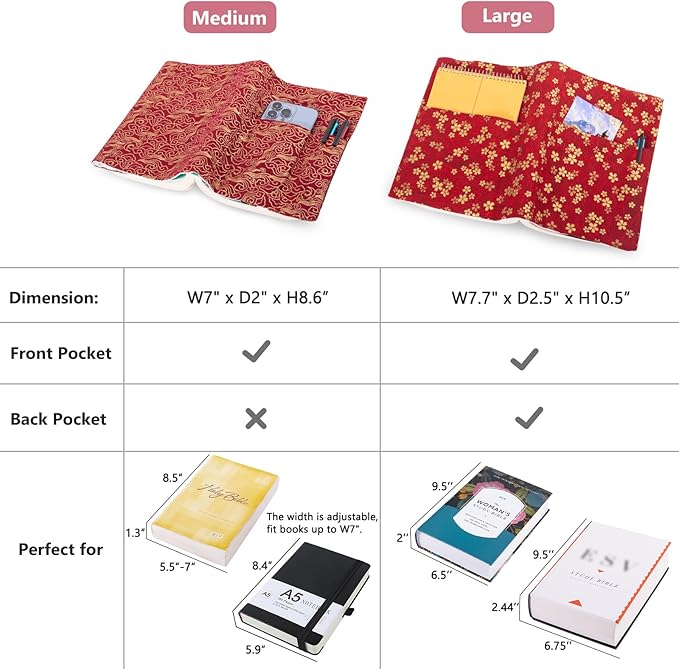 Book Covers with Corner Bookmark - Fabric Dust Jackets for Books - Book Protector for Book Lovers - Book Covers for for Paperbacks,Hardcover,Bibles - Soft Cover Book Sleeve for AA Books