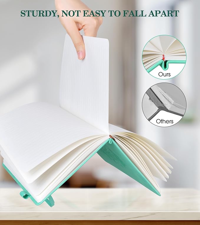 Lined Journal Notebook for Women, A5 Green Hardcover Leather Journals for Writing, 200 Pages Travel Daily Journal,Thick College Ruled Notebook for Work School, Note Taking, Business 5.75'' X 8.38''