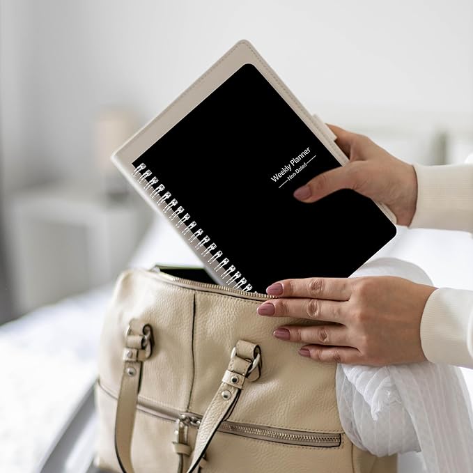 KMQOY Weekly Planner - Undated 52-Week To Do List Planner with Habit Tracker Spiral Weekly Planner for Weekly Goals/Work Planner, 5.8" * 8" - black