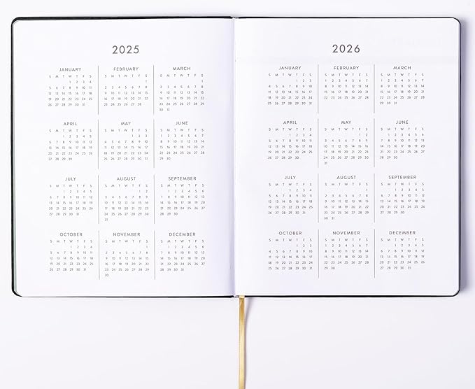 Eccolo 2025 Large Agenda Planner, 12 Month, Yearly, Monthly & Weekly Pages, Habit & Gratitude Tracker (Linen Flexi-Cover - 8 x 10")