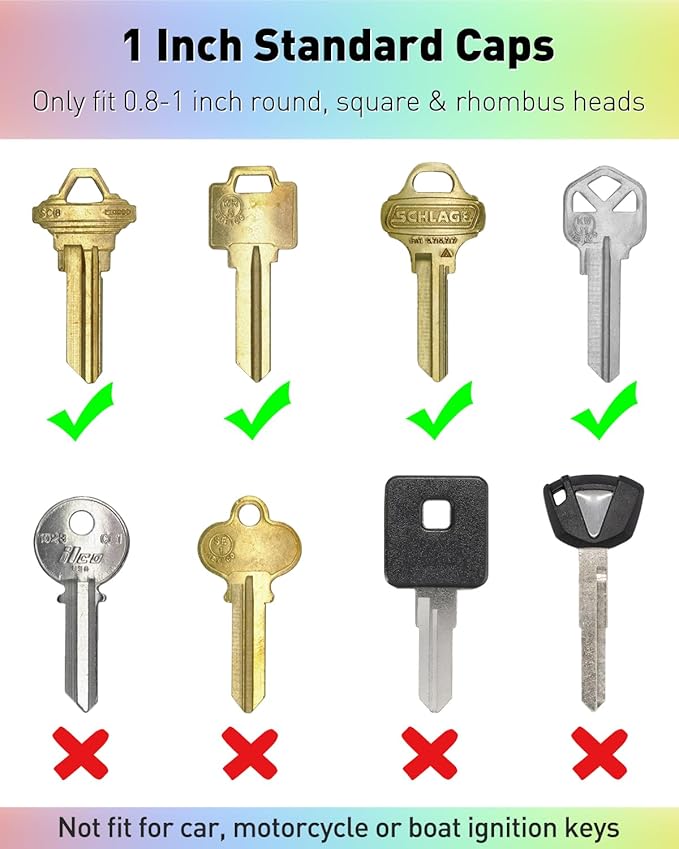 Uniclife 12 Pack Round Key Caps Covers and 12 Pack Key Cap Tags with Blank Paper Labels & Clear Windows Colorful Key Identifiers Protectors for Regular Flat House Keys (Not for Odd-Shaped Keys)