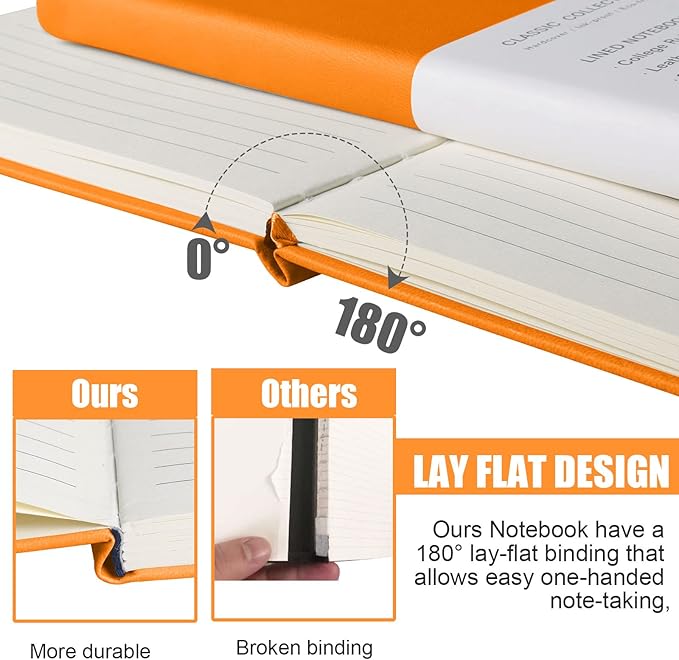 Lined Journal Notebook, 10Pack(Orange), 160 Pages, Medium 5.7 inches x 8 inches - 100 gsm Thick Paper, Hardcover