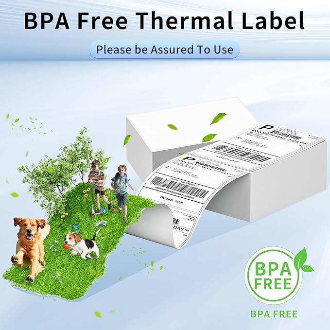 Phomemo 4X6 Thermal Labels - Shipping Labels, Thermal Printer Labels, Fan-Fold Labels for Shipping Labels, Address, Mail, Compatible with Zebra, Munbyn, Rollo, Polono, Nelko, Pack of 1000, White