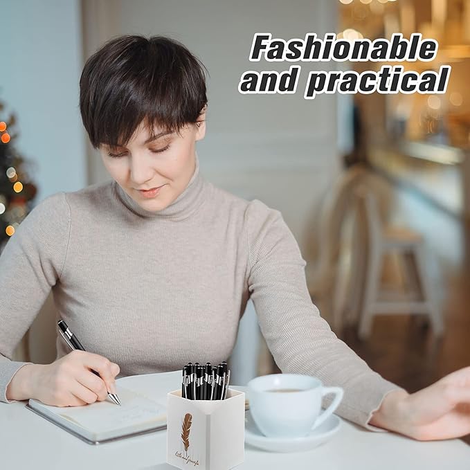 Zonon 38 Pieces Rubberized Ballpoint Pen with Stylus Tip Stylish Metal Pen Capactive Styli with Soft Rubberized Grip, Black Ink for Most Devices(Black)