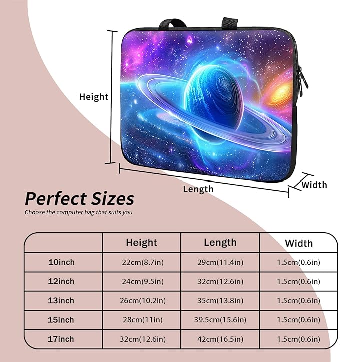 Laptop Sleeve Case Bag 15 inch, Cosmic Planet Slim Carrying Case Durable Handbag Travel Laptop Bag for 15 inch MacBook Air M3/M2/15 Pro/Surface Laptop 7/6/5/4/3/ Dell XPS 15 Plus