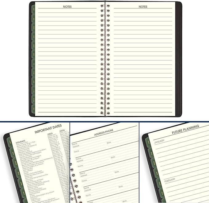 AT-A-GLANCE 2025 Appointment Book Planner, Weekly & Monthly, 5" x 8", Small, Hourly, Recycled, Black (70100G0525)