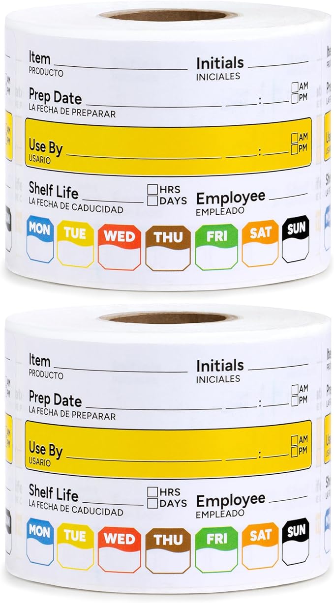 Restaurant Quality Shelf Life Food Rotation Labels, 2” x 3” Self-Adhesive Removable Freezer Food Labels Stickers, Perfect for Reusable Containers, Food Date Sticker (Large, Count, 2)