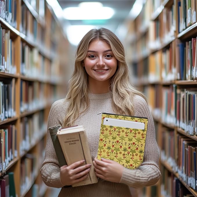 Vintage Flower Book Sleeve Book Lovers Gifts Autumn Style Waterproof Book Cover Book Accessories Book Covers for Paperbacks Book Pouch Book Protector with Front Pocket for Women Girls Readers Sister