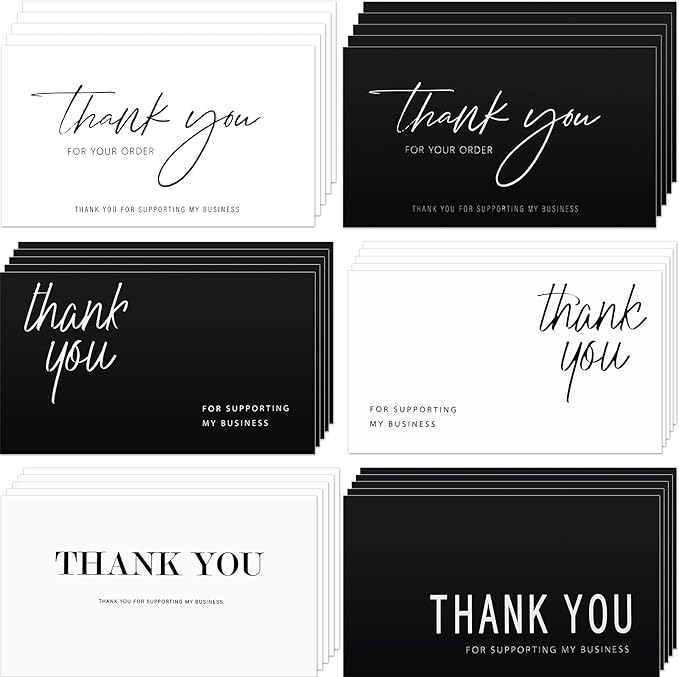 120 Pieces Thank You for Your Order Cards Customer Appreciation Note Cards Thank You for Supporting My Business Card for Small Business Owners Stores Online Retailers 3.5 x 2 Inch(Black, White)