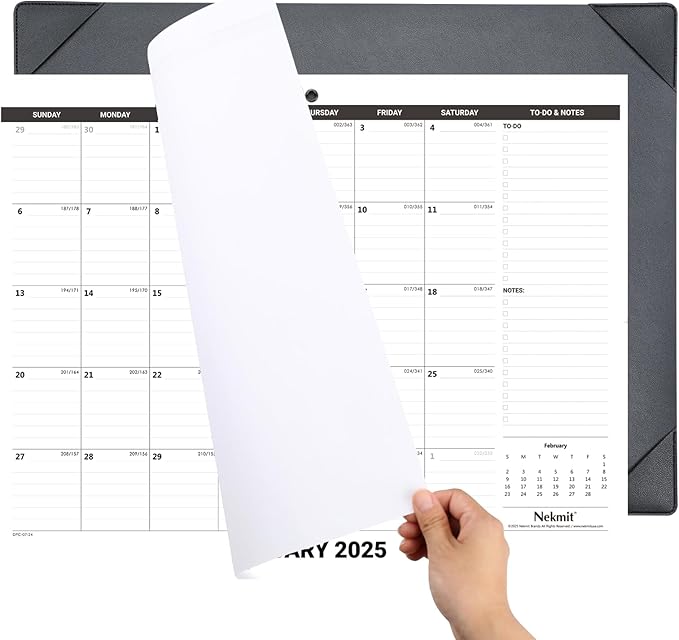 Nekmit Large Desk Calendar 2025 with Desk Protecting Pad, Runs From January 2025 - December 2025, Office Supplies 21" x 16 1/2" Desktop Calendar for Life Planning or Organizing