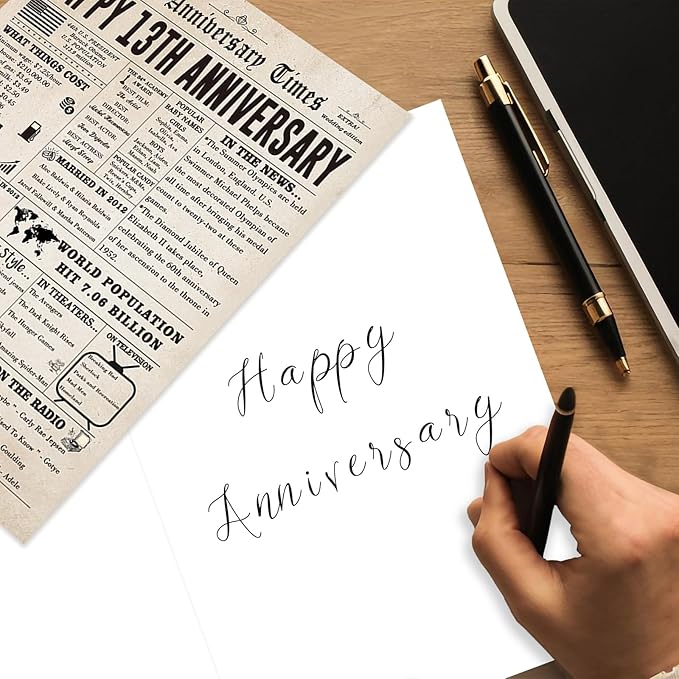 Jumbo 13th Anniversary Card for Him Her, Romantic 13 Years Anniversary Card Gift for Husband Wife, Retro Lace Wedding Gifts