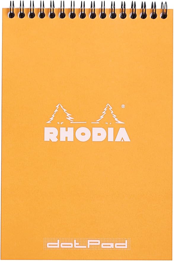 Rhodia #16 Wirebound Notepad 5.8" x 8.3" Dot Pad, Orange Cover