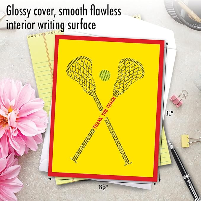 NobleWorks - Jumbo School Teacher Thank You Greeting Card From Us 8.5 x 11 Inch with Envelope (1 Pack) Team Sports Gratitude, School Athlete Appreciation Notecard, Lacrosse Coach J2201ATYG-US