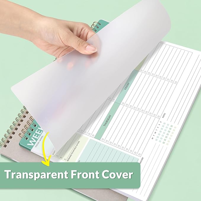 SUNEE Weekly To Do List Notepad - Last for 2 Years, 52 Undated Sheets, 8.5"×11", Spiral Weekly Desk Planner Pad for Adults and Kids, School, Home & Office - Green