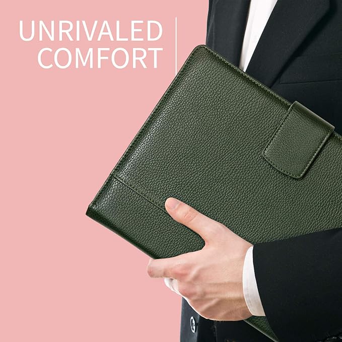 Maruse Italian Leather Executive Padfolio, Folder Organizer with Magnetic Closure and Writing Pad, Handmade in Italy, Dark Green