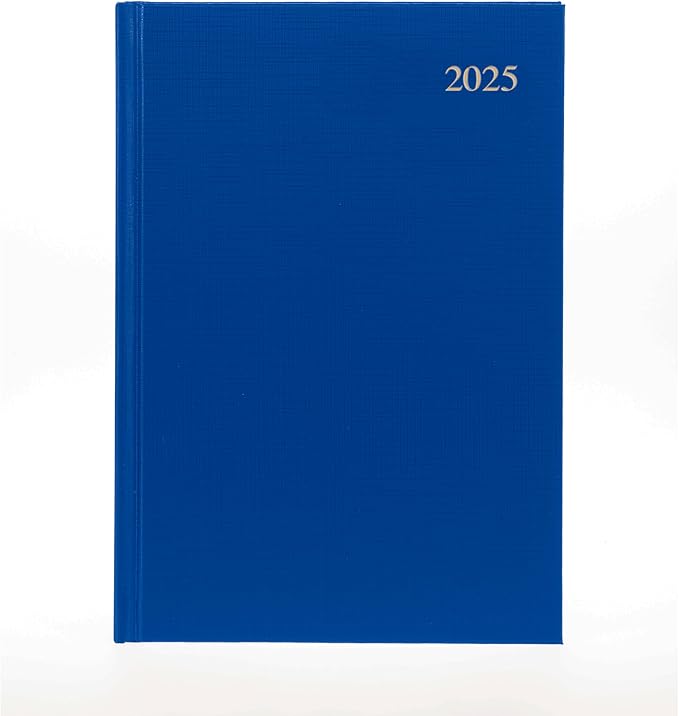 Collins Essential 2025 Business Diary - A4 Day to a Page Planner with Leathergrain Hardback Cover - Blue - ESSA41.60-25