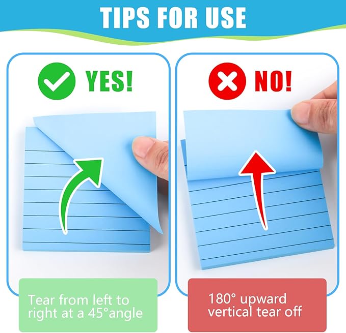 30 Pads Lined Sticky Notes, Sticky Note Pads 3x3 inches, 10 Bright Color Sticky Notes with Lines Self-Stick Note Pads, Perfect for Office Home School(100 Sheet/Pad)