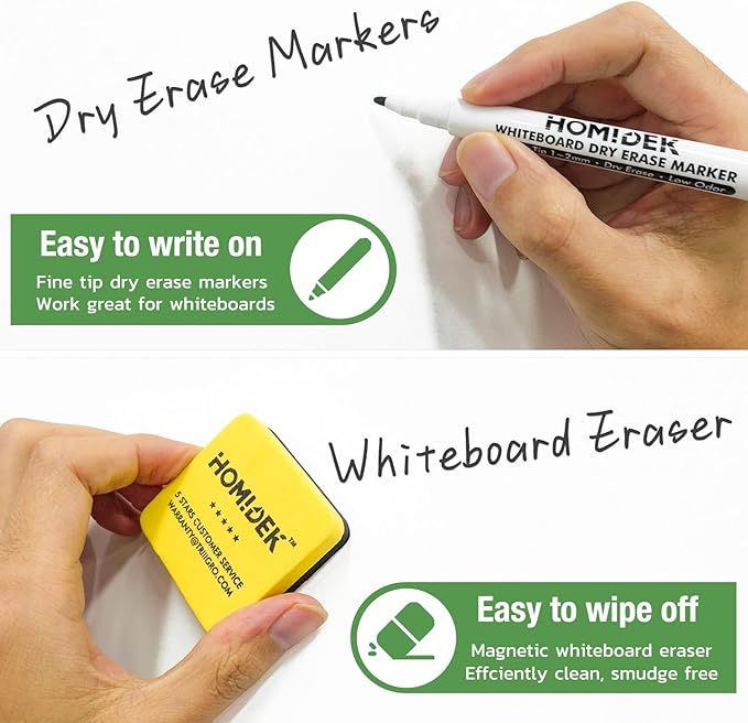 Magnetic Dry Erase Board: Small Fridge Whiteboard, Flexible Refrigerator Magnet White Board, Blank Writing Note Sheet with Dishwasher Magnet Clean Dirty Sign, 4 Markers & Eraser - 20 x 13