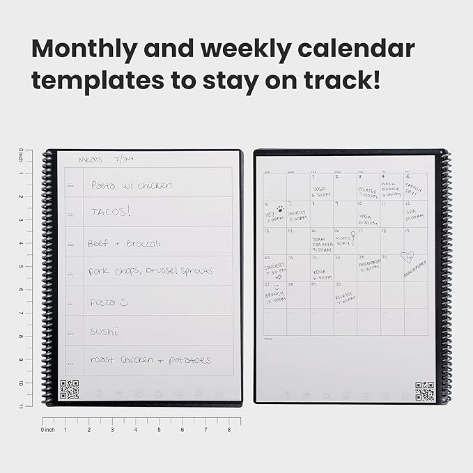 Rocketbook Fusion Reusable Undated Productivity Planner, Letter Size 8.5x11, Teal - Goals, Monthly and Weekly Calendar, Daily To-do List, Lined and Dotted Notes Pages